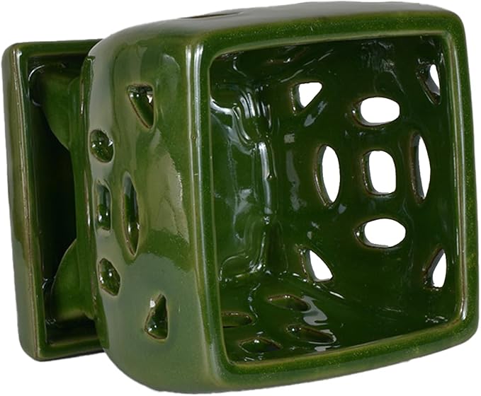 W&W Orchid Pot with Holes and Saucer for Repotting, Seagreen, 5.5"
