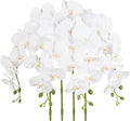 4PCS Faux White Orchid Artificial Flowers, 35inch Long Stem White Fake Orchid, Realistic Phalaenopsis Flowers for Tall Vase Home Wedding Party Decoration