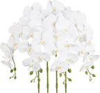 4PCS Faux White Orchid Artificial Flowers, 35inch Long Stem White Fake Orchid, Realistic Phalaenopsis Flowers for Tall Vase Home Wedding Party Decoration