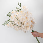 6 PCS Artificial Orchid Stems 33.5" Tall 9 Large Petals Fake Champagne Phalaenopsis Flower Arrangements for Home Wedding Living Room Table Centerpiece Office Table Decor Champagne