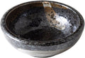 Wazakura Minoyaki Series Small Round Glazed Ikebana Flower Vase Made in Japan, Handpainted Floral Arrangement Pottery Supplies - Black with Brown White Brush