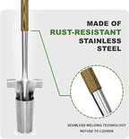 Long Handled Bulb Planter Tool, 37'' Bend-Proof Stainless Steel Bulb Planter, 4'' Depth Marks Long Handled Hole Digger, Bulb Planter with Comfortable T-Shaped Long Wood Handle for Planting Tulips
