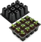 RooTrimmer 60 Pack Reusable 12-Cell Seed Starter Tray, Plant Starter Trays with Large Drainage Holes for Seed Germination, Easy to Repotted, Fits Standard 1020 Flats and TD377 Trays, Black