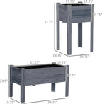 Outsunny Raised Garden Bed Set of 3, Wooden Elevated Planter Box with Legs and Bed Liner, for Backyard and Patio to Grow Vegetables, Herbs, and Flowers, Gray