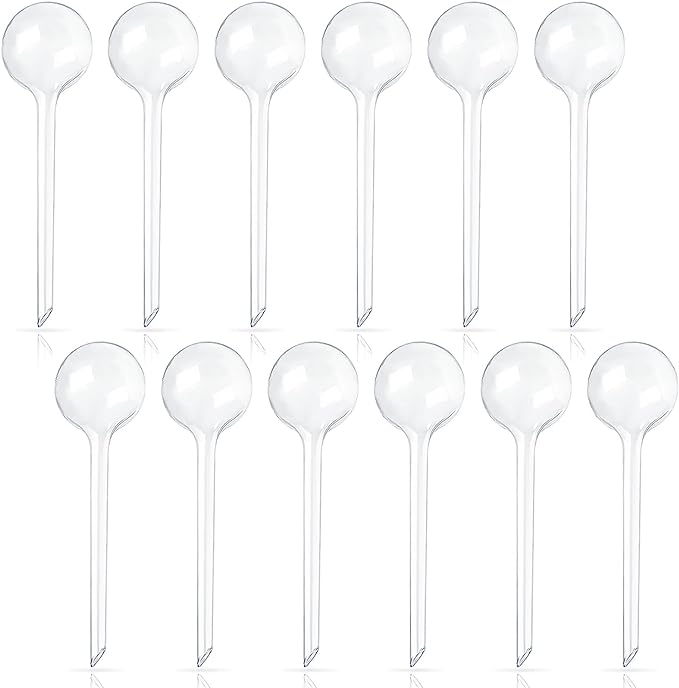 Pynqdfu 12 Pcs Large Plastic Self-Watering Bulbs,Clear Automatic Watering Globes,Clear Automatic Watering Bulbs for Plants,Graden,Flowers