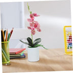 Ipetboom Realistic Artificial Potted Orchid Plant for Home Office Decor Lightweight Portable Fake Orchid Tabletop Decoration Maintenance Decorative Faux Potted Flower for Living and Gift