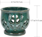 W&W Orchid Pot with Holes and Saucer for Repotting, Green Mix, 6.5"