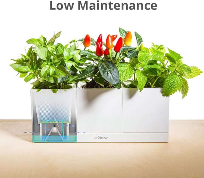 LeGrow Smart Garden Indoor Planter Starter Kit - 3 Patented Design Plant Pots,1 Water Holding Base Tray - (Plants Not Included)