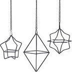 Geometric Air Plant Hanger 6 Pack Black Metal, 3 Shapes & 2 Sizes with Detachable Chains, Modern Himmeli Wall Hanging Planter for Tillandsia Indoor Home Decor