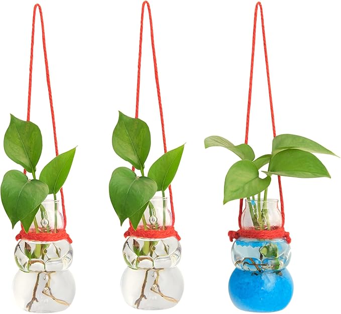XXXFLOWER Wall Hanging Propagation Stations with Luminous Sand Christmas Decor for Home Garden Office 3 Pcs Snowman-Shape Hanging Planters for Indoor Plants Gifts for Plant Lovers（Plant NOT Included）