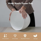 WSMKSZ 12 Inch Wide Water Ripples Flower Pots for Indoor or Outdoor Plants, Large Plant Pots with Drainage Holes & Saucer, Plastic Planters Set for Garden & Home Decor (White with Black Speckles)