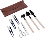 Bonsai Set 8 Pcs - Include Pruner, Fold Scissors, Mini Rake, Bud & Leaf Trimmer Set by ZELARMAN