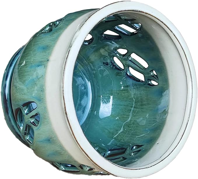 W&W Orchid Pot with Holes and Saucer for Repotting, Teal Mix, 6.5"