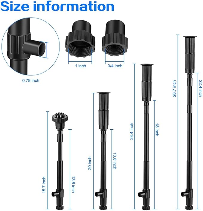 Fountain Pump Nozzle kit 8PC Mushroom Spray Head Kit for Pond Pumps - Water Fountain Nozzle Set Submersible, Black