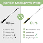 Sprayer Wand,Adjustable Universal Sprayer with 3/8" Brass Barb, Stainless Steel Replacement Sprayer Wand with Shut off Valve (44 Inches Sprayer Wand)