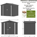 COMHOMA Shed Outdoor Storage Shed Metal,Lockable Doors Tool Sheds with Sloping Roof,Steel Garden Shed with Air Vent for Backyard,Patio,Lawn,Poolside(Grey,8'x6')