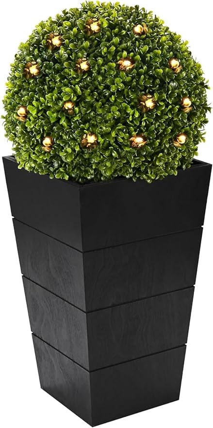 29in Artificial Plants with LED Lights,Artificial Boxwood Topiary Trees Artificial Outdoor with Pot, Artificial Plant Shrub for Front Porch Home Office Decor… ﻿ ﻿