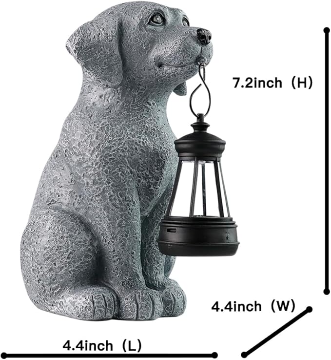 Solar Dog Garden Statues with Solar Lantern，Dog Figurines for Yard Patio Lawn Balcony Ornaments - Birthday Housewarming Garden Gifts for Mothers Day, Grandma