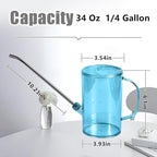 Plastic Watering Can - Small with Long Spout - 1/4 Gallon - 34 Oz - Blue
