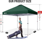 CROWN SHADES 10x10 Pop Up Canopy - Beach Tent with One Push Setup - Easy Outdoor Sun Shade for Events, Parties, Camping - Gazebo with STO-N-Go Cover Bag, Silver Coated Top, Forest Green