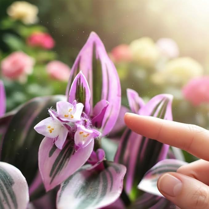 Tradescantia Nanouk Live Plant – 4 Inch Pot – Pink Purple Variegated Indoor Houseplant Easy Care