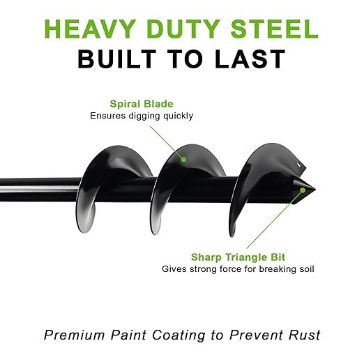 Auger Drill Bit for Planting 3.5 x 16 Inch, Garden Spiral Bit Bulb Planter Tool Drill Auger for Planting Bulb, Bedding Plant, Post or Umbrella Hole Digger for 3/8" Hex Drive