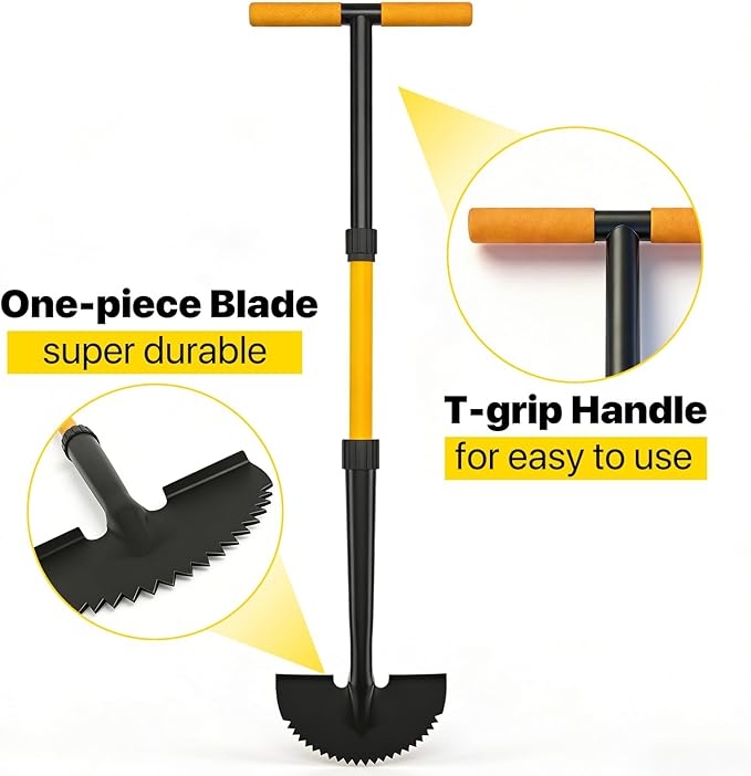 COSITA Edger, Edger Lawn Tool with 41-inch T Handle, Manual Half Moon Hand Edger for Grass, Metal Saw Tooth Garden Edger with Long Handle for Sidewalk, Yard Edging & Trimming