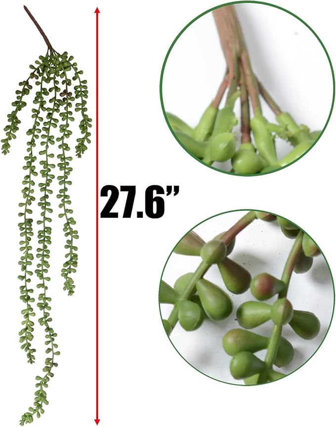 SzJias 6 Pcs String of Pearls Plant Artificial Hanging Succulents Plants for Home Garden Decor