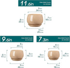 vancasso 3-Pack Ceramic Plant Pots, 7.3/9.6/11.6 Inch Indoor Planters with Saucers & Drainage Hole Planter pots for Indoor Plants and Flower, Brown