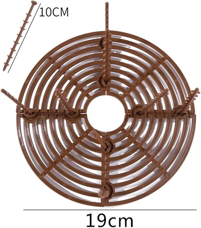 Plant Pot Grids 4PCS Plant Pot Soil Guard with Nails Grid Flower Cover Baby Safety Mouse Protector Repel Cats(Brown Round 19cm)