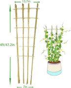 Natural Bamboo Trellis, 4Feet,3Pack,Fan-Shaped Plant Support Trellis for Outdoor and Indoor Potted Climbing Plants,Vegetables, Cucumber, Tomato, Hoya,