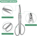 M METERXITY Bonsai Tool - 8.3 Inch Stainless Steel Bonsai Scissor, Bonsai Tree Plants Modeling Tools, Applying to Grow Room/Trimming Plants/Pruning Shears (210mm, Silver)