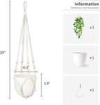 Mkono Fake Hanging Plant with Pot, Artificial Plants for Home Decor Indoor Macrame Plant Hanger with Fake Vines Greenery for Bedroom Bathroom Kitchen Office Decor, Ivory (Pothos)