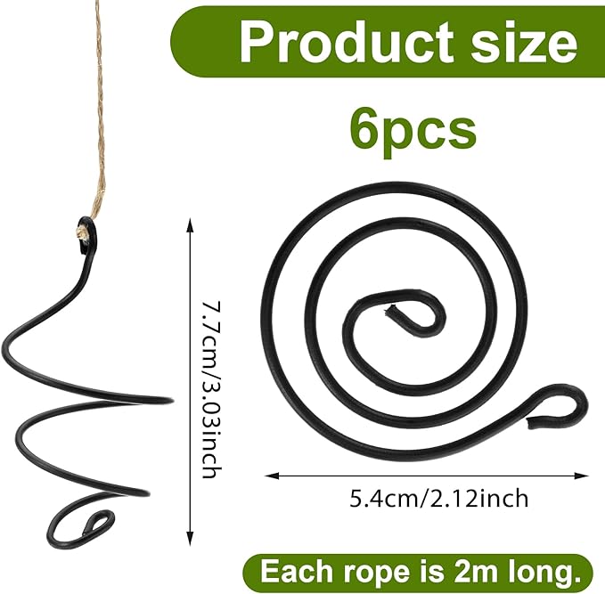 6 Pcs Hanging Air Plant Holders with Jute Ropes, Soilless Air Plant Stand Adjustable Rust-Resistant Iron Rings for Home Office Decor
