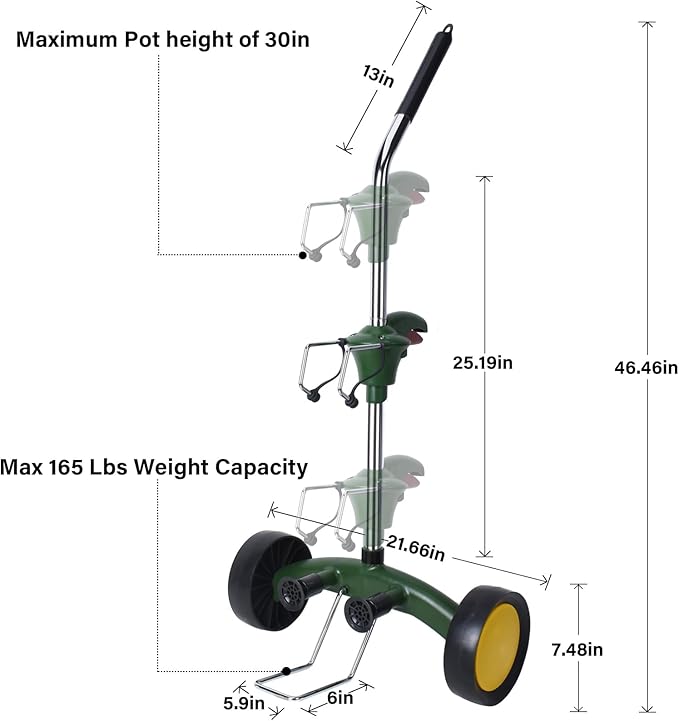 Plant Caddy Plant Dolly with Wheels Heavy Duty,Adjustable Grabbing Arm Plant Rollers for Outdoor Plants,Fits Pots from 8" to 30" High & Max 165 Lbs Weight Capacity