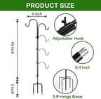 2 PCS Adjustable Double Shepherds Hook for Outdoor 47 inch Garden Shepherds Hook Garden Hanging Holder for Solar Lights Lanterns Bird Cages Weddings Plant Baskets