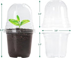 Bluepro 30 Packs 4 Inch Reinforced Clear Nursery Pots with Humidity Dome, Transparent Plastic Plant Pot Seedling Planter with Drainage Holes for Vegetable Propagation, Root Cutting, Seed Starting