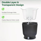 T4U 4.8 Inch Self Watering Plant Pot, 4 Pack Self Watering Pots, Self Watering Planter with Reservoir, Small Self Watering Pots for Indoor Plants, African Violets (4 Pack 4.8", Translucent Gray)