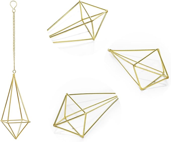 Geometric Hanging Tillandsia Holder Gold Metal Air Plant Holders for House Decor, Small Indoor Plants, Plant Lover Gifts (5Pcs)