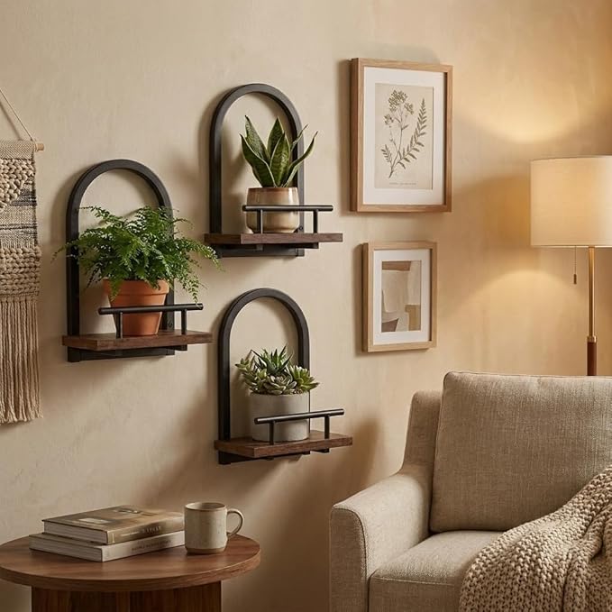 Amaoot Floating Shelves Set for 2, Wall Planters for Indoor Plants, Hanging Shelves Wall Shelf Plant Holder for Living Room Decor, Bathroom, Bedroom, Kitchen, Office