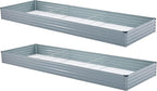 Meberam 2 Pack 12x4x1FT Galvanized Raised Garden Beds Kit Outdoor Metal Gardening Planter Box for Vegetable Elevated Flower Herbs,Gray