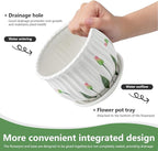 SHECIPIN Plant Pots for Indoor Plants Set of 3, 4+5.3+6.7 Inch Ceramic Plant Pots with Drainage Hole，Cute Garden Pots Succulent Pots with Saucer