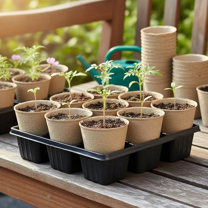 YESIACE Peat Pot, 126 Packs 3.15 Inch Seed Starting Pots with Drainage Holes Round Nursery Pot, Biodegradable Round Plant Seed Starter Peat Pots Germination Seedling Trays