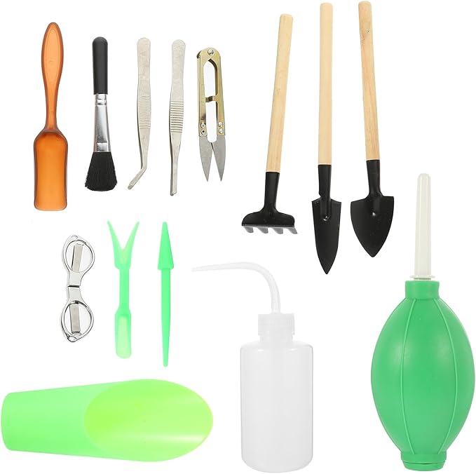 Milisten 14pcs Garden Tool Set with Gardening Trowel, Bonsai Shears, and Succulent Sprayer for Indoor and Outdoor Plant Care