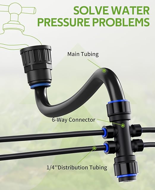 HIRALIY 100FT Automatic Drip Irrigation Kits with Garden Timer, Garden Watering System for Patio Lawn, Quick Connector Design Irrigation System Kit with Easy Programmable Water Timer