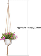 EBOOT 2 Pack 48 Inch Large Macrame Plant Hanger Rope to Hang Flower Pot Plant Holder for Indoor Outdoor Decorations, 4 Legs (Linen Color)