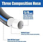Heavy Duty Garden Hose 5/8" 75FT: Flexible Rubber Water Hose - Leakproof Hose Male to Female Fittings - Durable Hose for Yard, Lawn, Car Wash, Outdoor, Watering, Dark Blue