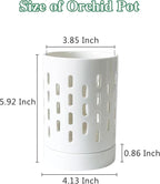 Orchid Pots with Holes,4 Inch Ceramic Orchid Pot for Repotting, Plant Pot for Repotting Orchids and Other Flowers - Indoor/Outdoor White