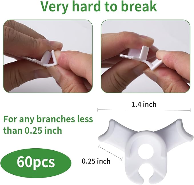 XINHUIDALSQ 60 PCS Low-Pressure Plant Training Clip, 90 Degrees Plant Stem Trainer, Plant Training Clips Plant Bud Bender, Gentle Plant Clips(White)