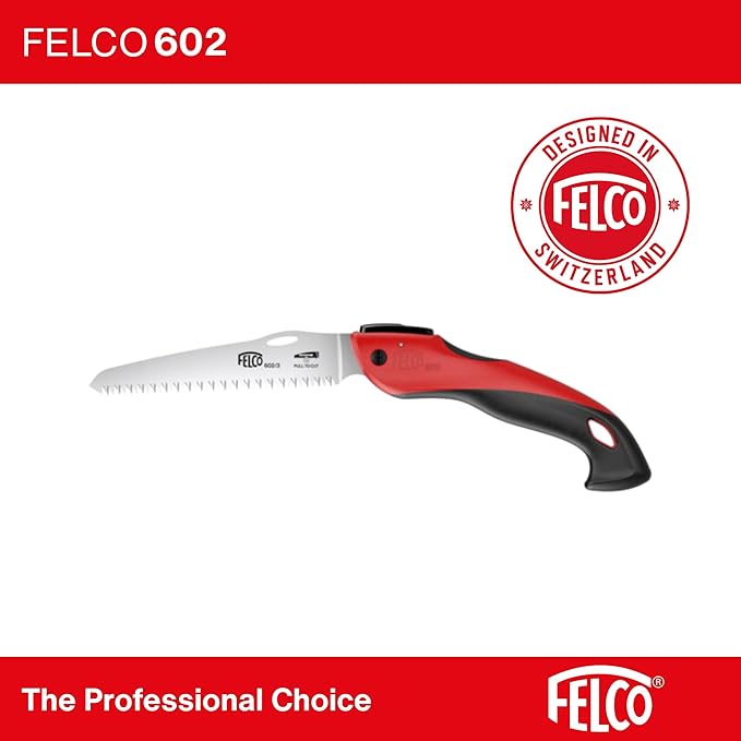 FELCO 602 Folding Pruning Saw – Compact Pull-Stroke Saw for Gardening & Vineyard Use | Tree Branch Cutter | Folding Handsaw with Chrome-Plated 6.3" Blade, Non-Slip Handle, Blade Lock, Swiss Precision